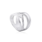 Ring aus Sterlingsilber im zeitgenössischen geometrischen Stil, der von Zirkonia-Pavé begleitet wird 20-1009