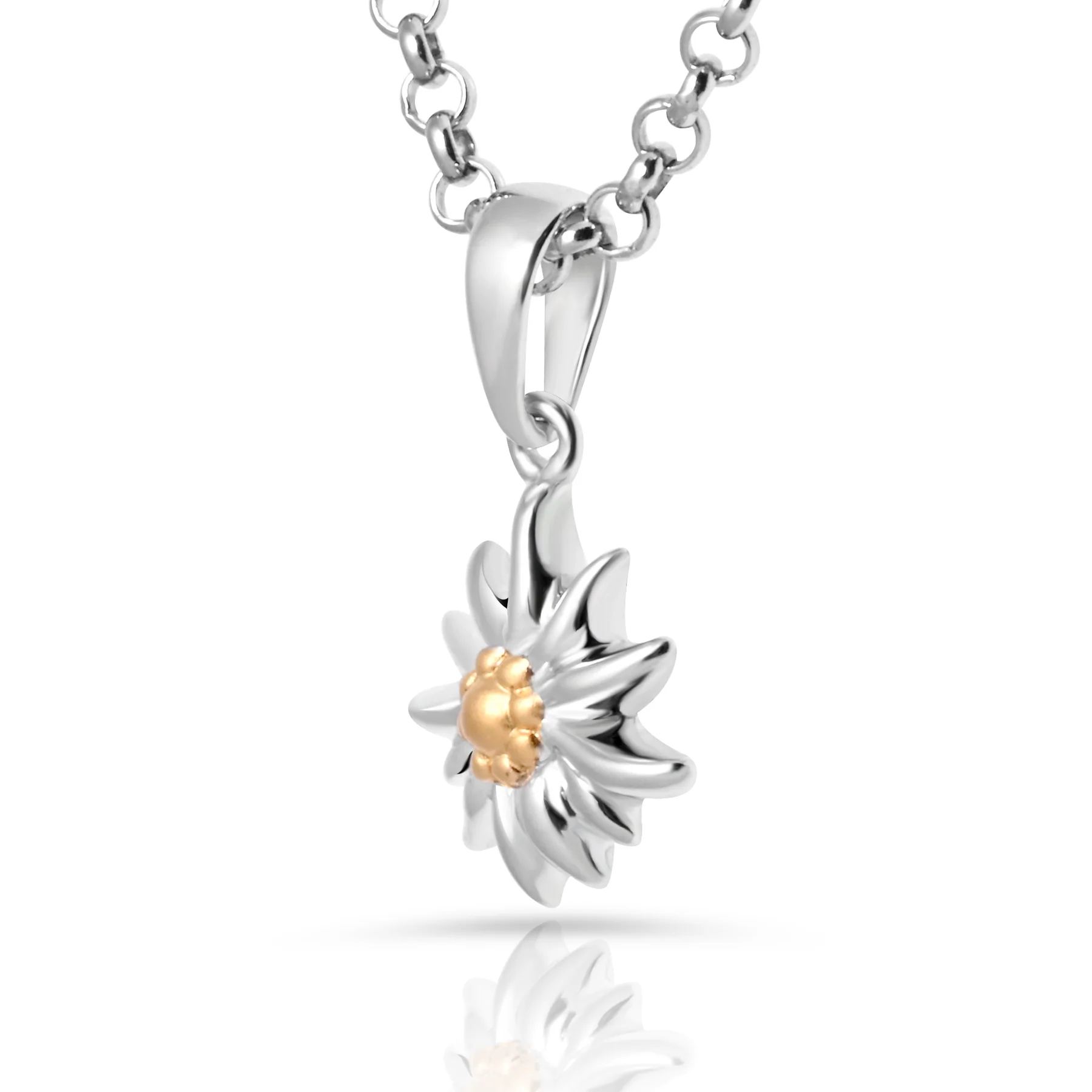 Set aus Edelweiss Halskette und Ohrringe aus glänzendem Bicolor Silber S-8102