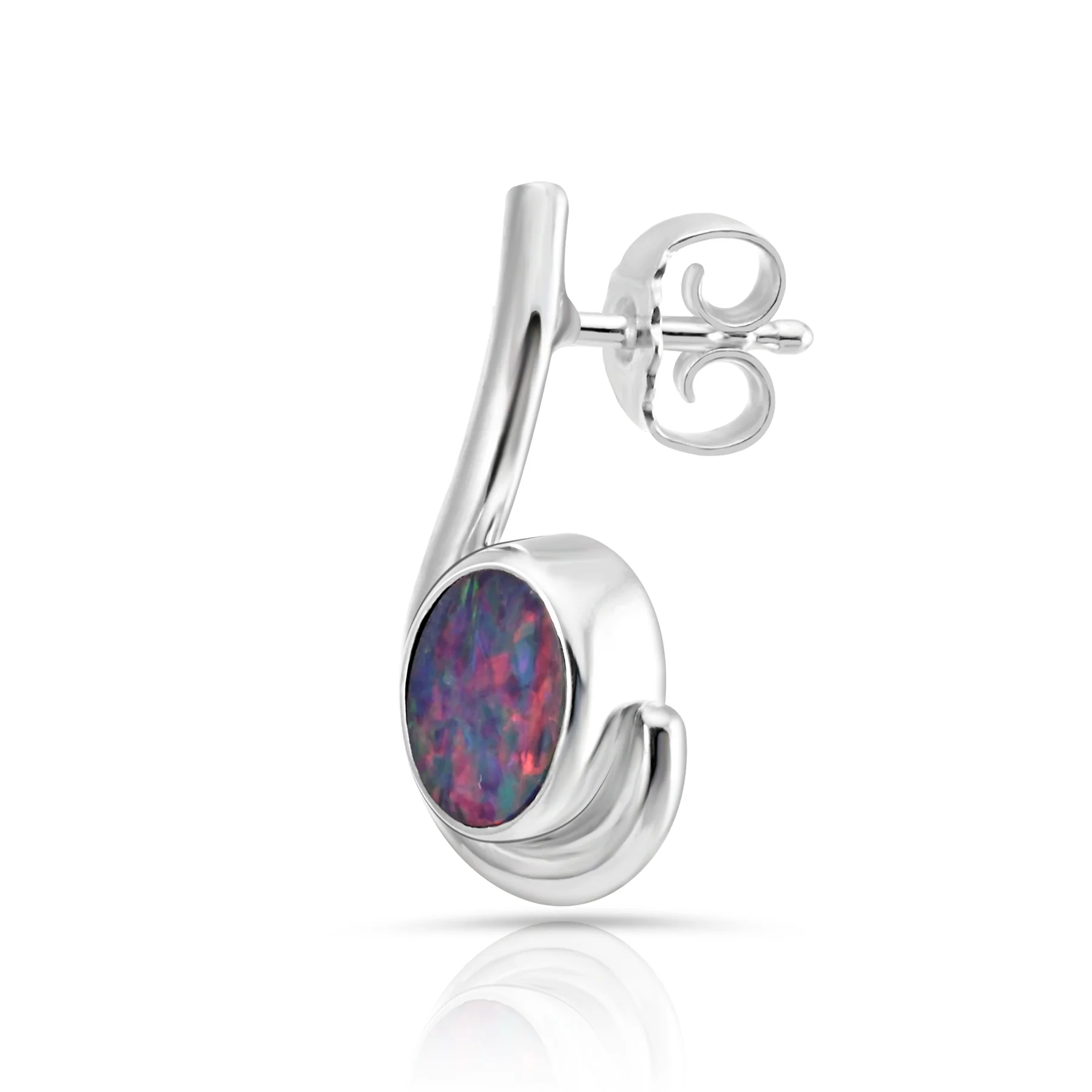 Ohrstecker aus Sterlingsilber mit ovalem Opal in Qualität AA E-4616