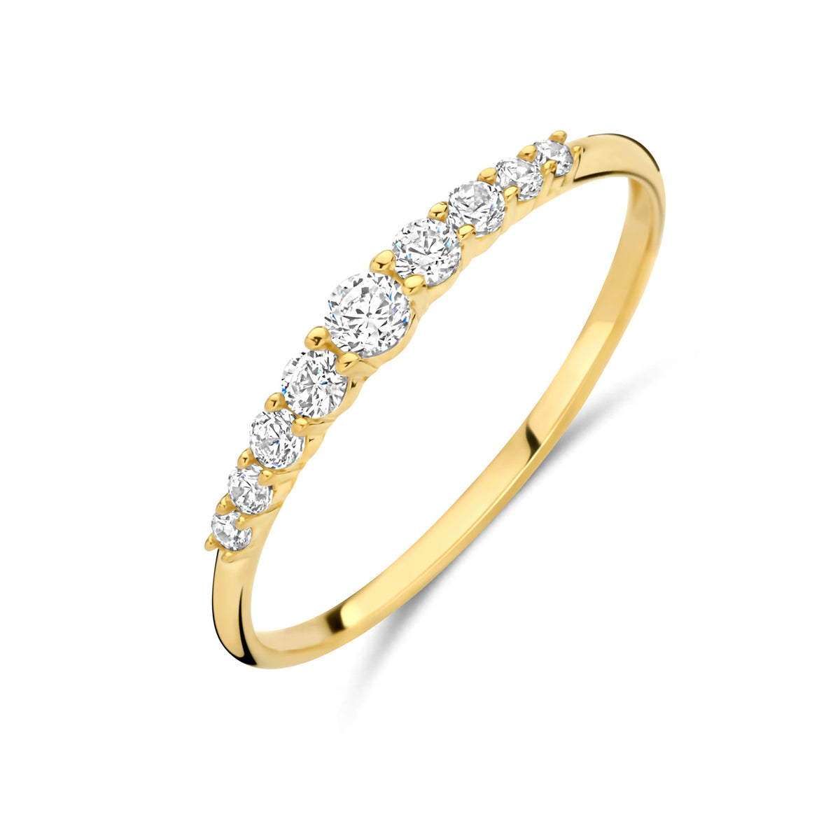 Damenring mit 9 Zirkonia Gold 585