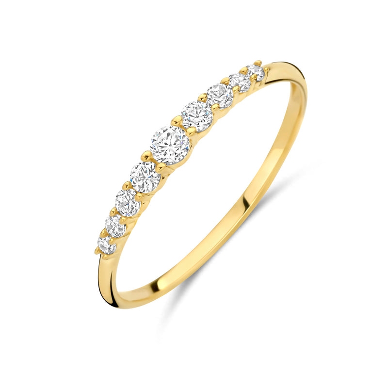 Damenring mit 9 Zirkonia Gold 585